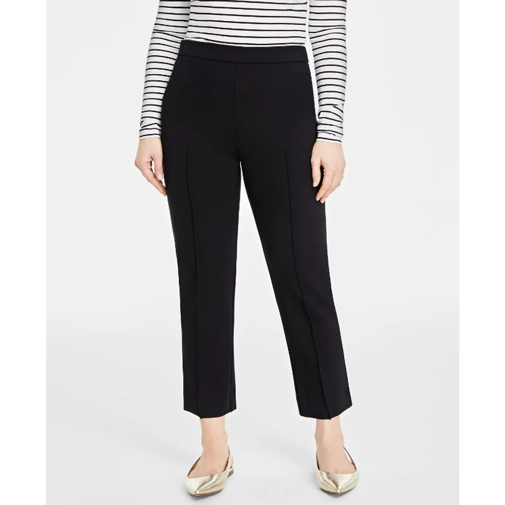 On 34th Women's Medium Short (Petite) Black Ponte-Knit Pull-On Ankle Pants NWT